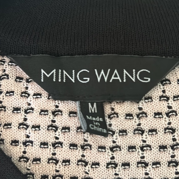 Ming Wang Blush Pink & Black Silver Button Knit Blazer Cardigan - M - Picture 10 of 13